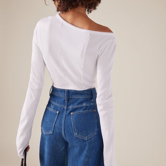 A.W.A.K.E MODE Asymmetric Stretch Cotton Bodysuit - Picture 2 of 5